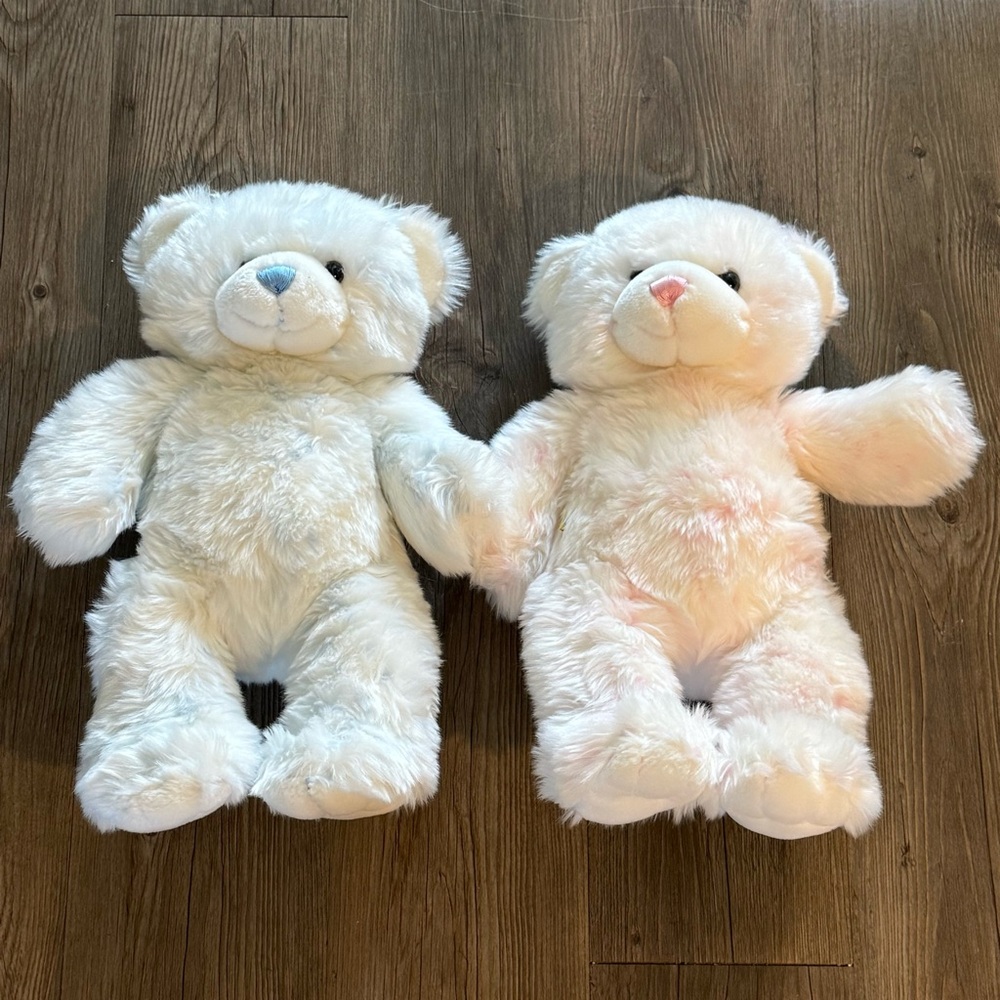 Build-A-Bear White and Pink Plush Bears Gender Reveal